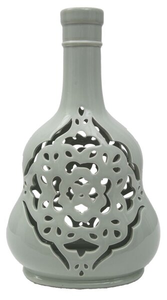 Vaso Carving Bianco 21,5x14x35,5 cm Porcellana Azzurro