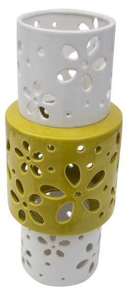 Vaso Yellow Ring Ø14x34 cm Porcellana Bianco e Verde