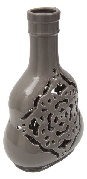 Vaso Carving Grigio 16,5x11x27 cm Porcellana Fango