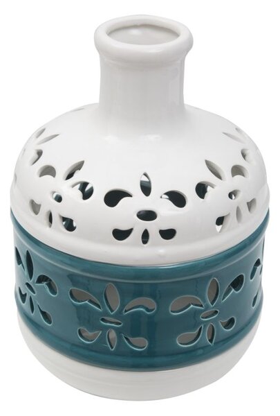 Vaso Lilium Basso Ø19x24 cm Porcellana Bianco e Blue