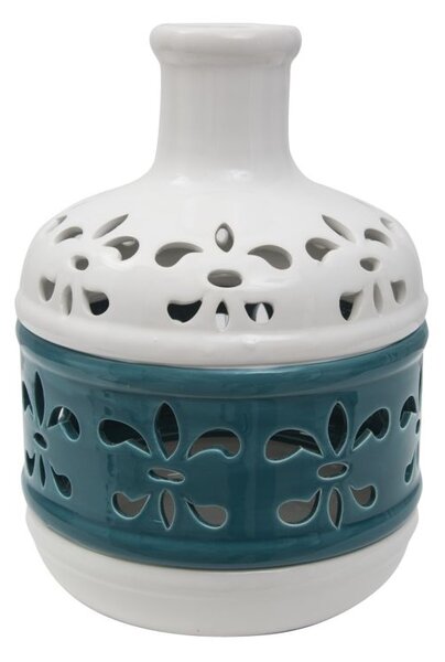 Vaso Lilium Basso Ø19x24 cm Porcellana Bianco e Blue