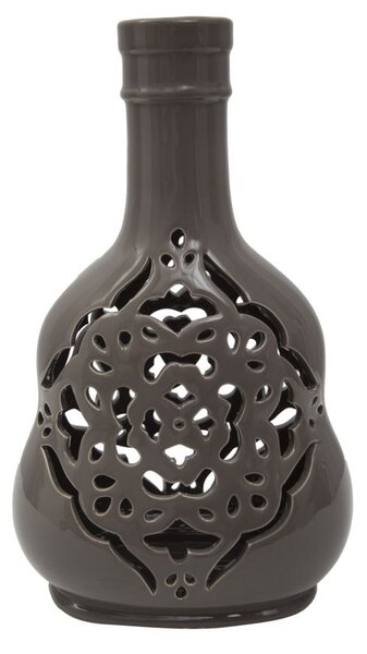 Vaso Carving Grigio 16,5x11x27 cm Porcellana Fango