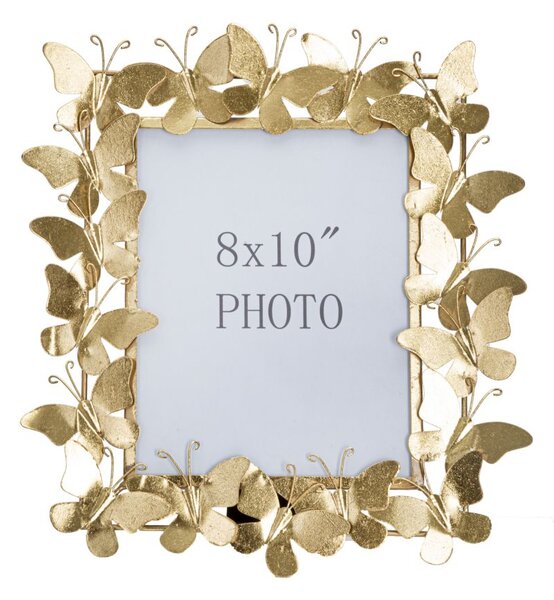 Cornice Butterfly Glam 35x15x38 cm in Ferro e Vetro Oro