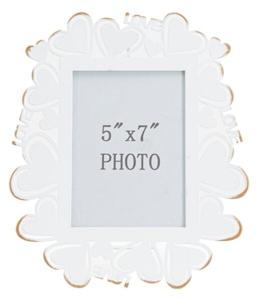 Cornice Heart 25x14,5x27,7 cm in Ferro e Vetro Bianco e Oro