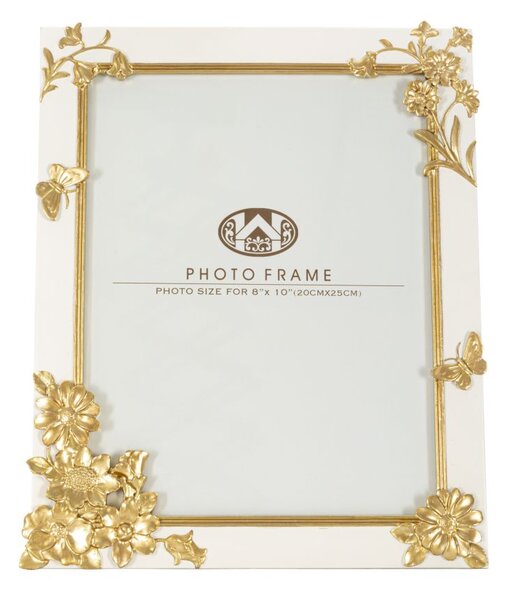 Cornice Flosh 25,8x2x30,5 cm in Poliresina e Vetro Crema e Oro