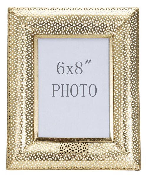 Cornice Glam Holes 25x12x31 cm in Ferro e Vetro Oro