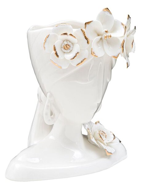 Vaso Woman Young 21,7x14x21 cm Porcellana Bianco e Oro
