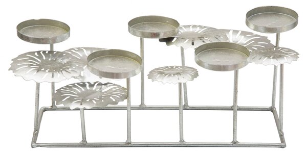 Portacandele Rett-Plus Argento 40x19x15,5 cm in Ferro Argento