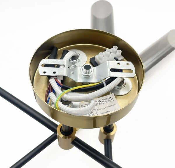 Lampadario da soffitto a montaggio superficiale TESSA 6xG9/5W/230V ottone/nero fumé
