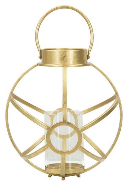 Portacandele Glam Ox Ø29x42,5 cm in Ferro e Vetro Oro