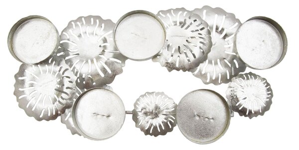 Portacandele Rett-Plus Argento 40x19x15,5 cm in Ferro Argento