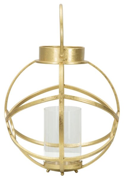 Portacandele Glam Ox Ø29x42,5 cm in Ferro e Vetro Oro