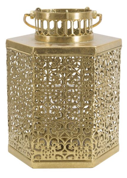 Lanterna Oroy 20x17x26 cm in Ferro e Vetro Oro
