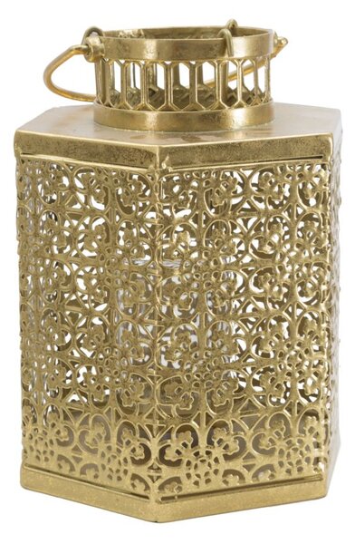 Lanterna Oroy 20x17x26 cm in Ferro e Vetro Oro
