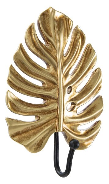 Porta Chiavi da Muro Leaf 11x3,5x16 cm in Poliresina e Ferro Oro e Nero