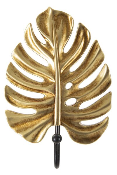Porta Chiavi da Muro Leaf 11x3,5x16 cm in Poliresina e Ferro Oro e Nero