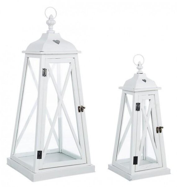 Set 2 Lanterne Cross Cuore Piramide Bia in Metallo