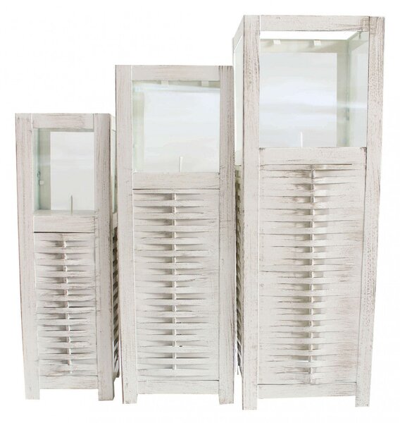 Set 3 Lanterne Marie in Acciaio Bianco
