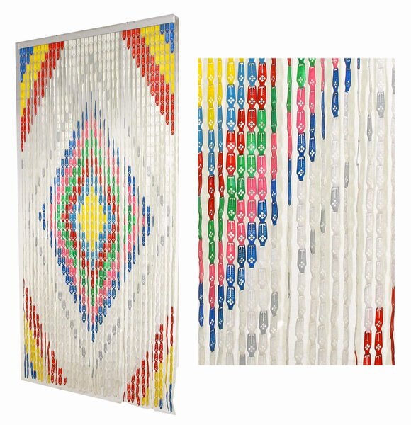 Tenda a Fili per Porta Antimosche 140x240 cm in Plastica Rombo Multicolor