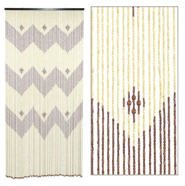 Tenda a Fili per Porta Antimosche 100x220 cm in Legno Zig Zag Chiaro