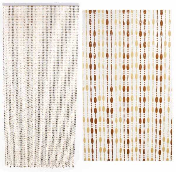 Tenda a Fili per Porta Antimosche 125x240 cm in Plastica Goccia Beige/Tabacco Opaco