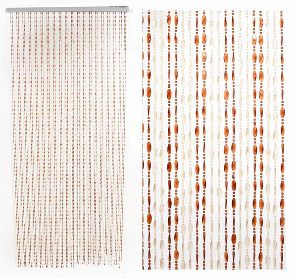 Tenda a Fili per Porta Antimosche 125x240 cm in Plastica Goccia Avana/Marrone Trasparente
