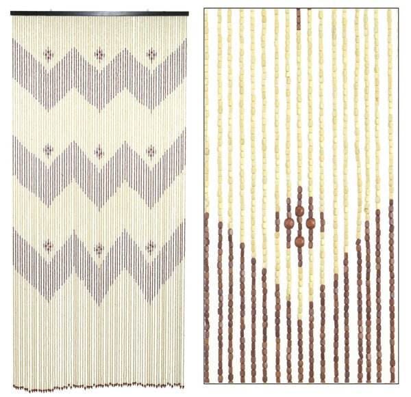 Tenda a Fili per Porta Antimosche 140x240 cm in Legno Zig Zag Scuro