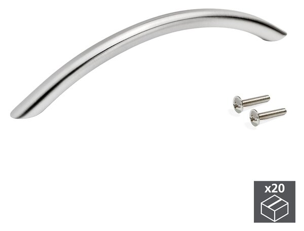 Maniglie per Mobile 10 mm Interasse 224 mm Acciaio Nichel Satinato 25 Pezzi Emuca