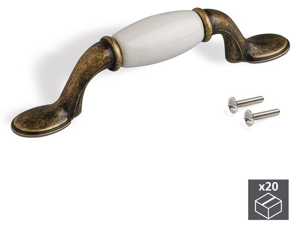 Maniglie per Mobile Interasse 76 mm Zama e Ceramica Bronzo 20 Pezzi Emuca