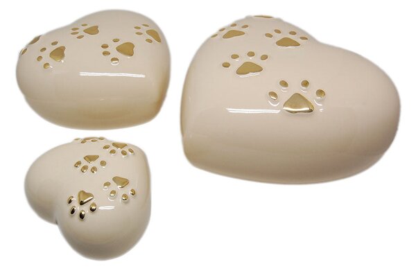 Urna Cineraria in Ceramica a Forma di Cuore per Animali 13x14x8cm GMF Bianco