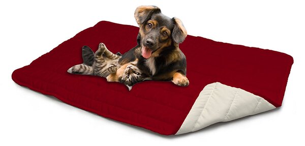 Tappetino imbottito per Cani Gatti Doubleface bordeaux/panna