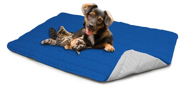 Tappetino imbottito per Cani Gatti Doubleface royal/grigio chiaro