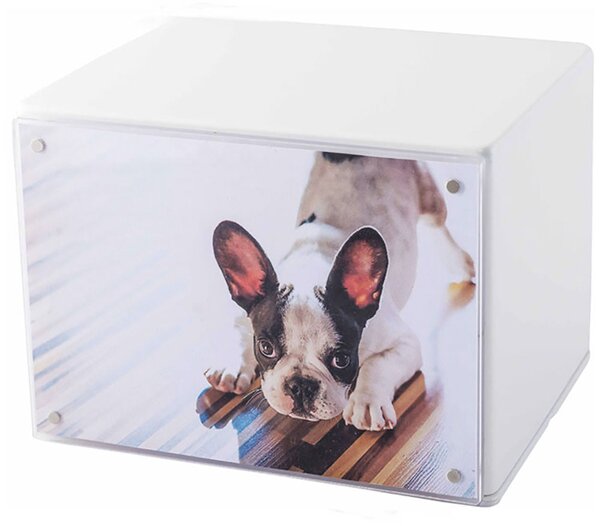 Urna Cineraria in Legno Laccato con Cornice Magnetica per Animali 15x12x10cm GMF Bianco