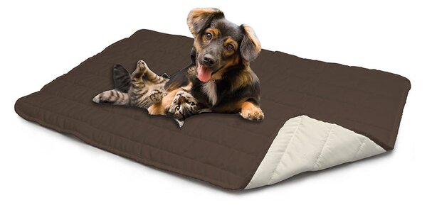 Tappetino imbottito per Cani Gatti Doubleface marrone/panna