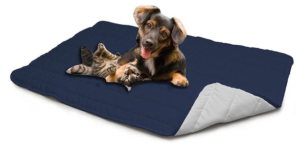 Tappetino imbottito per Cani Gatti Doubleface blu scuro/grigio chiaro