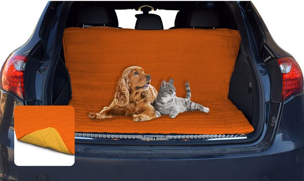 Salvabaule Auto per Cani Gatti Doubleface arancio/giallo