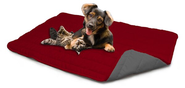 Tappetino imbottito per Cani Gatti Doubleface bordeaux/grigio scuro