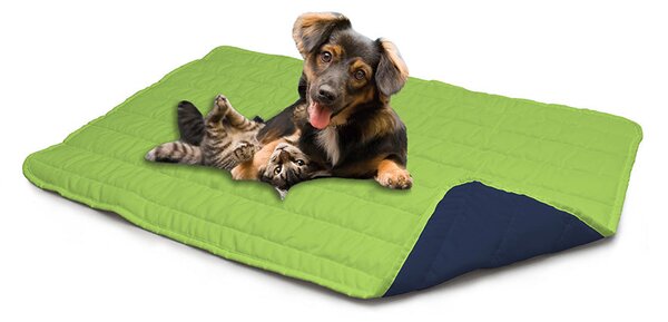 Tappetino imbottito per Cani Gatti Doubleface verde mela/blu scuro