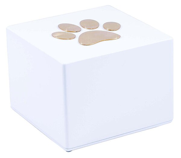 Urna Cineraria in Legno Laccato per Animali 15x15x10cm GMF Orma Bianco
