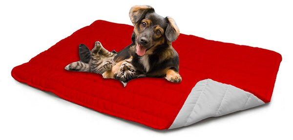 Tappetino imbottito per Cani Gatti Doubleface rosso/grigio chiaro