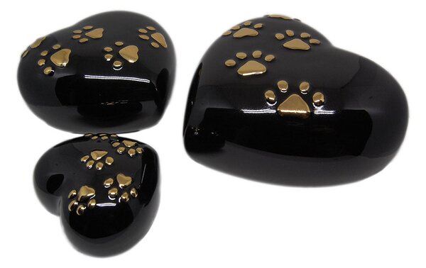 Urna Cineraria in Ceramica a Forma di Cuore per Animali 13x14x8cm GMF Nero