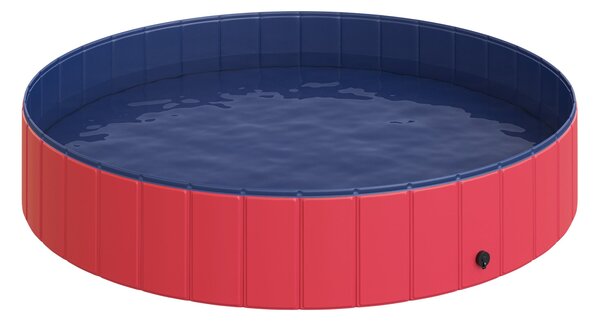 Piscina per Animali Domestici in Plastica Bordo Stabile Ø160x30 cm Rossa