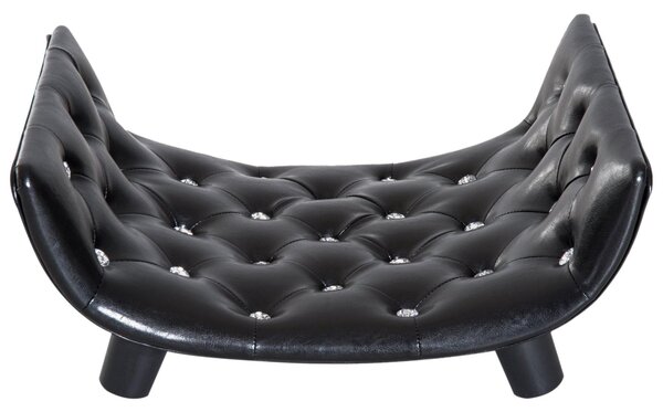 Divanetto Cuccia per Cani e Gatti in Similpelle e Legno Nero 58x43x25 cm