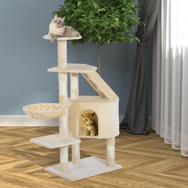 Albero Tiragraffi con Piattaforme Beige 55x40x125 cm
