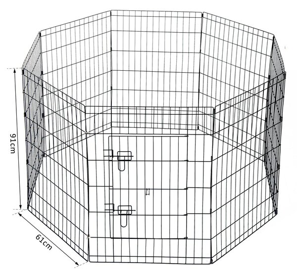 Recinto per Cani Gatti Cuccioli Roditori 8 Pezzi Nero 91x61 cm