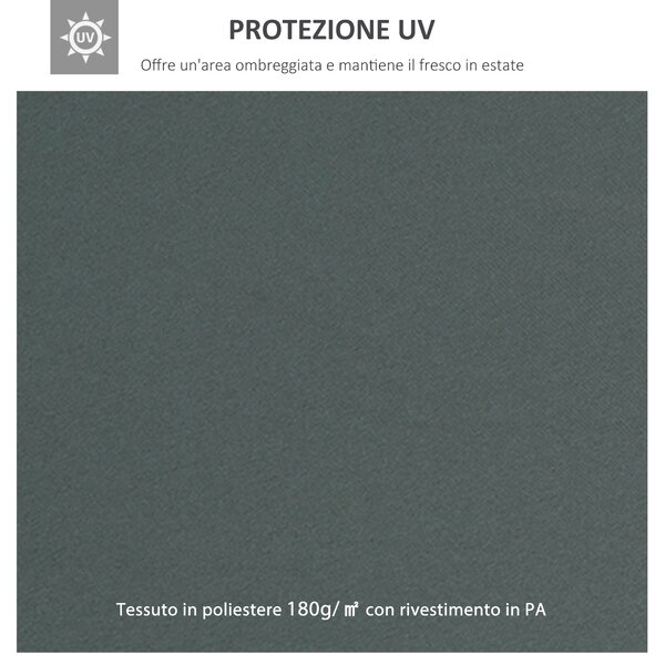 Outsunny Copertura per Gazebo 4x3 m a 2 Livelli in Poliestere con Cinghie e 10 Fori di Drenaggio, Grigio Antracite