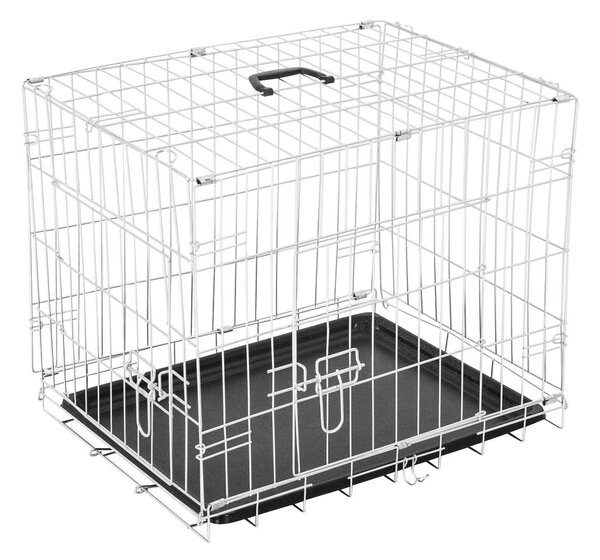 Gabbia per Cani Pieghevole in Metallo Doppia Apertura 91x61x67 cm