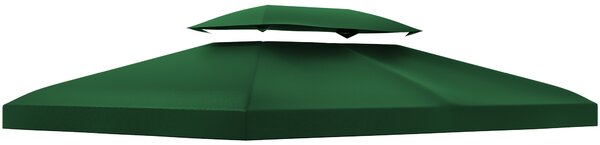 Outsunny Copertura per Gazebo 4x3 m a 2 Livelli in Poliestere con Cinghie e 10 Fori di Drenaggio, Verde