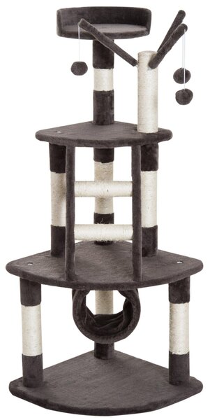 Albero Tiragraffi per Gatti a 3 Livelli con Piattaforme Scale Crema marrone 48x48x121 cm