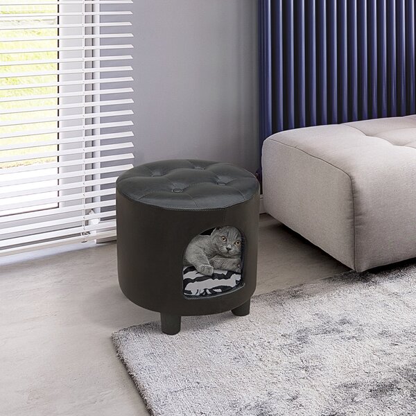 Sgabello Cuccia con cuscino per cane gatto nero 39x39x42 cm